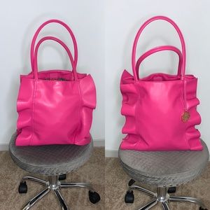 Gianni Bini Large Fuschia Ruffle Tote